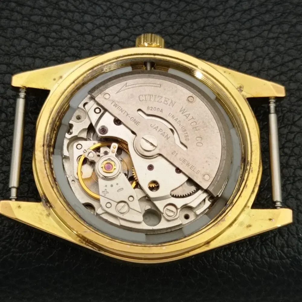 Vintage 1983 Citizen Automatic Mens Gold Watch W/daydate & Blue accents